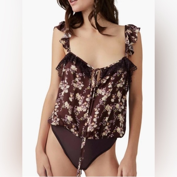 Free People Take it Away Bodysuit, Chocolate Merlot Combo, Size Large, N… - Picture 1 of 10